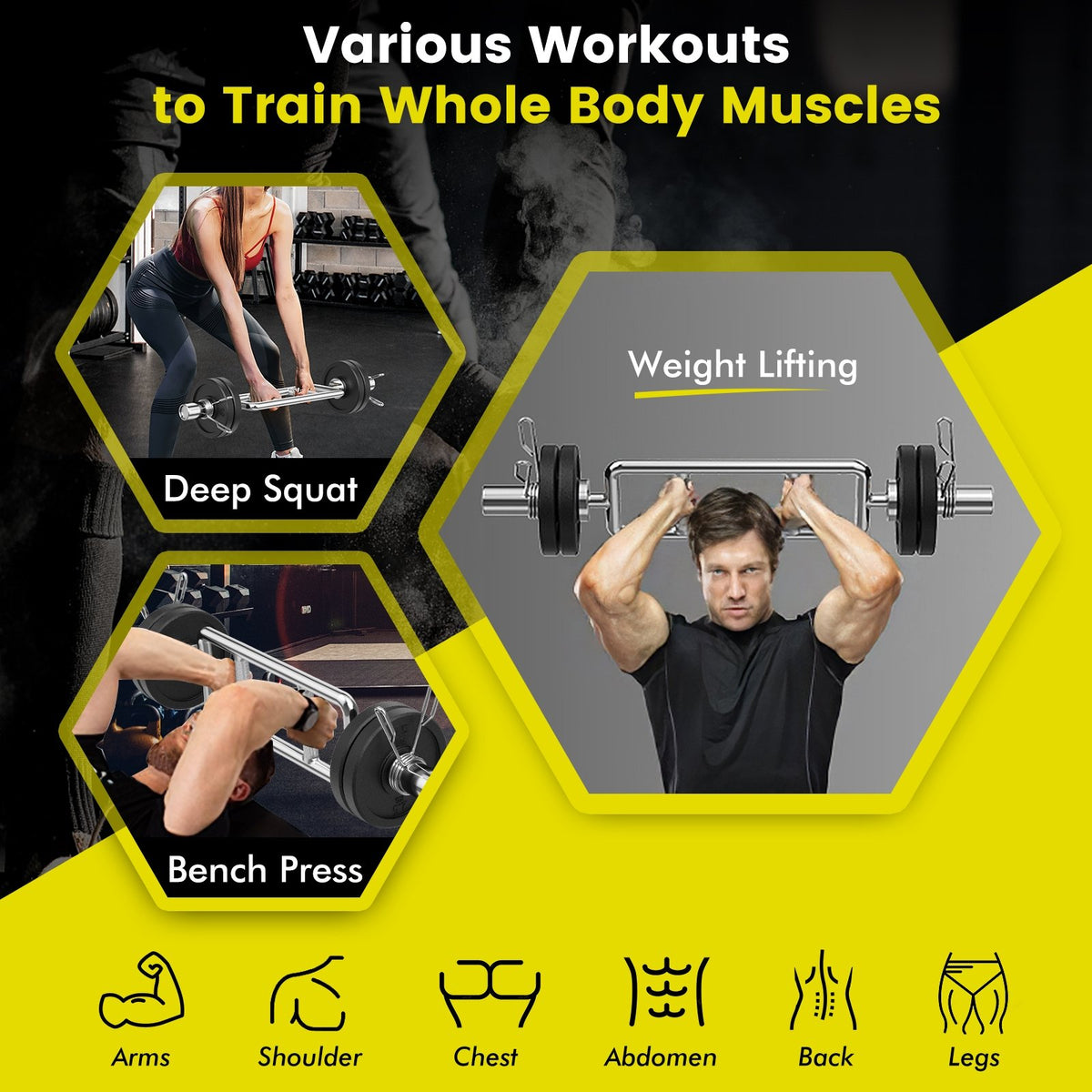 700 LBS Olympic Triceps Bar with Knurled Handles for Squats, Deadlifts, Shrugs view 7