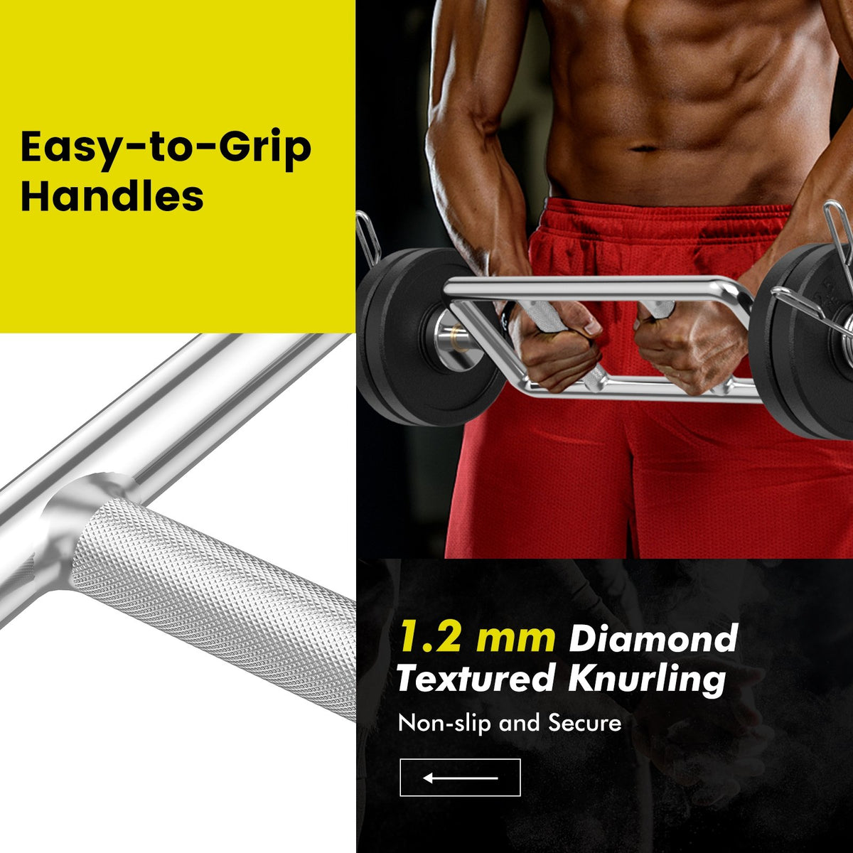 700 LBS Olympic Triceps Bar with Knurled Handles for Squats, Deadlifts, Shrugs view 9