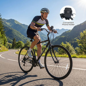 700C Hybrid Bike for Adult with 18-Speed Shimano Drivetrain and Phone Holder-Black view 4