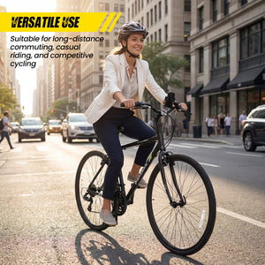 700C Hybrid Bike for Adult with 18-Speed Shimano Drivetrain and Phone Holder-Black view 5