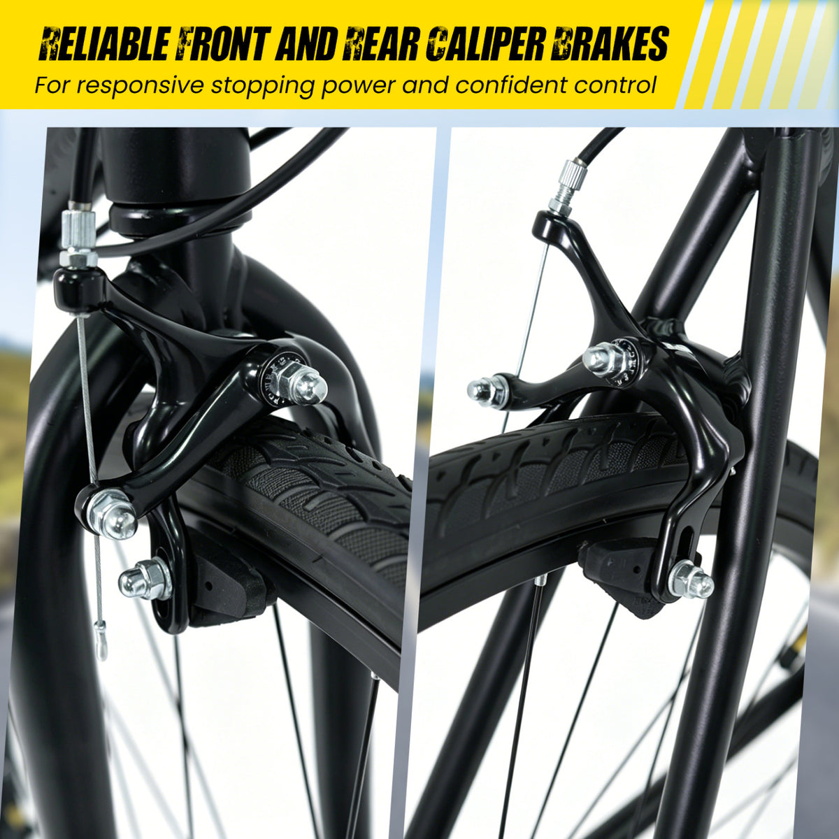 700C Hybrid Bike for Adult with 18-Speed Shimano Drivetrain and Phone Holder-Black view 7