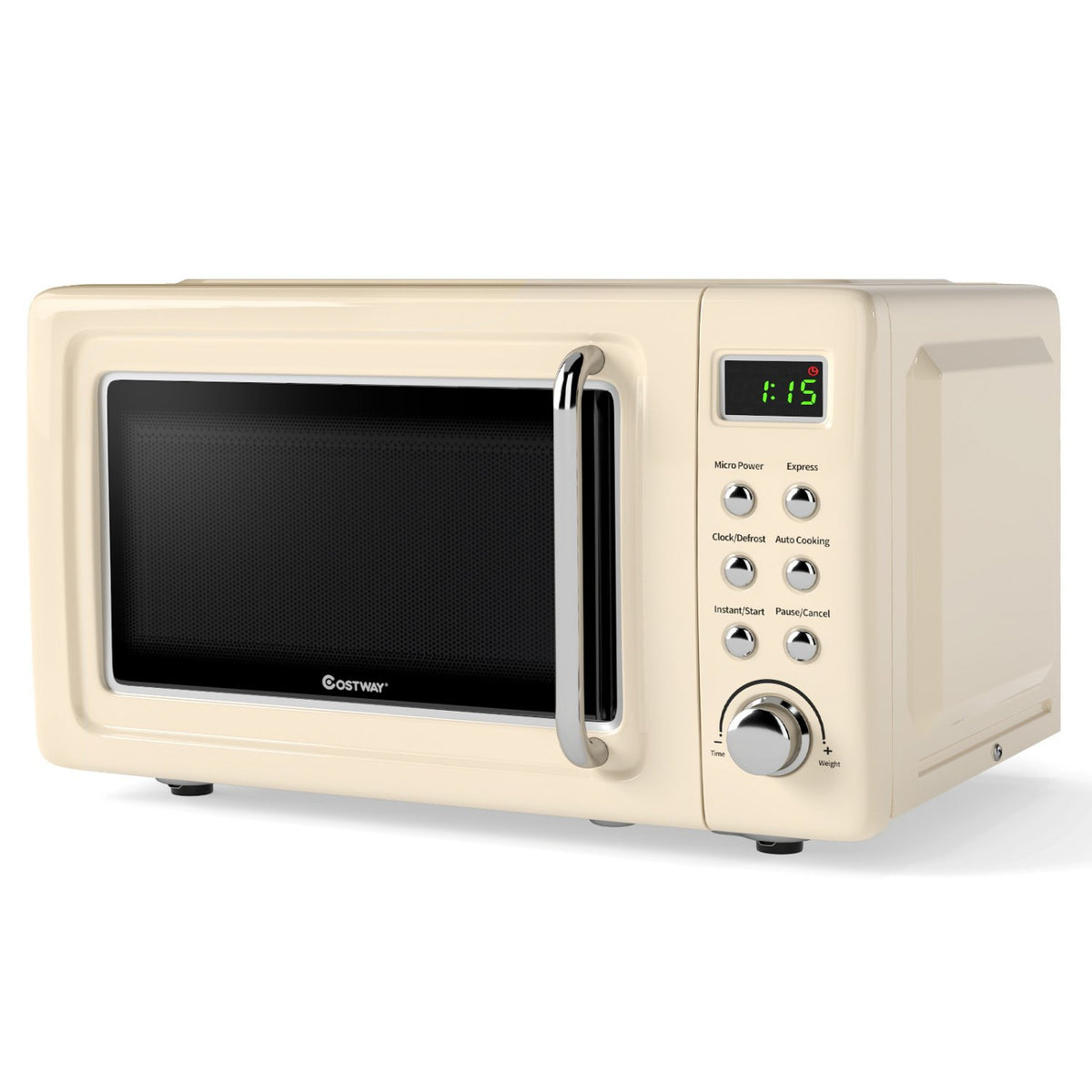 700W Retro Countertop Microwave Oven with 5 Micro Power and Auto Cooking Function-Cream White view 4