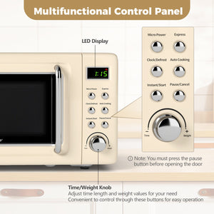700W Retro Countertop Microwave Oven with 5 Micro Power and Auto Cooking Function-Cream White view 8