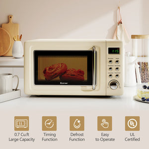 700W Retro Countertop Microwave Oven with 5 Micro Power and Auto Cooking Function-Cream White view 9