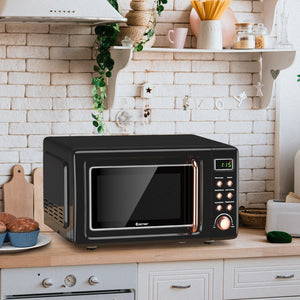 700W Retro Countertop Microwave Oven with 5 Micro Power and Auto Cooking Function-Golden view 3