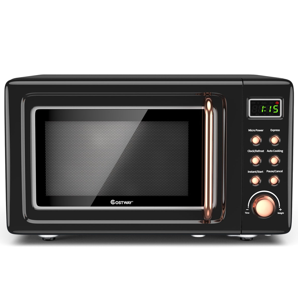 700W Retro Countertop Microwave Oven with 5 Micro Power and Auto Cooking Function-Golden view 8