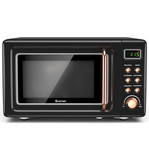 700W Retro Countertop Microwave Oven with 5 Micro Power and Auto Cooking Function-Golden view 8