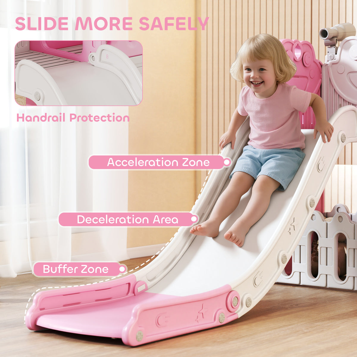 Qaba 7-in-1 Toddler Slide, Kids Slide Climber Playset with Playhouse and Basketball Hoop for 1-4 Years