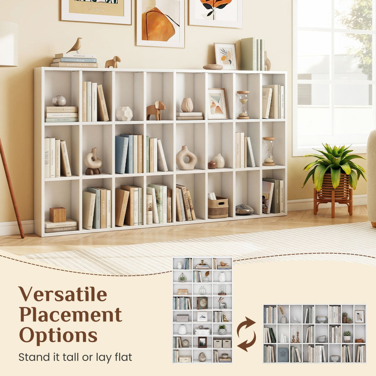 70 Inch Tall Bookshelf 24 Cube Storage Organizer with Adjustable Shelves view 7
