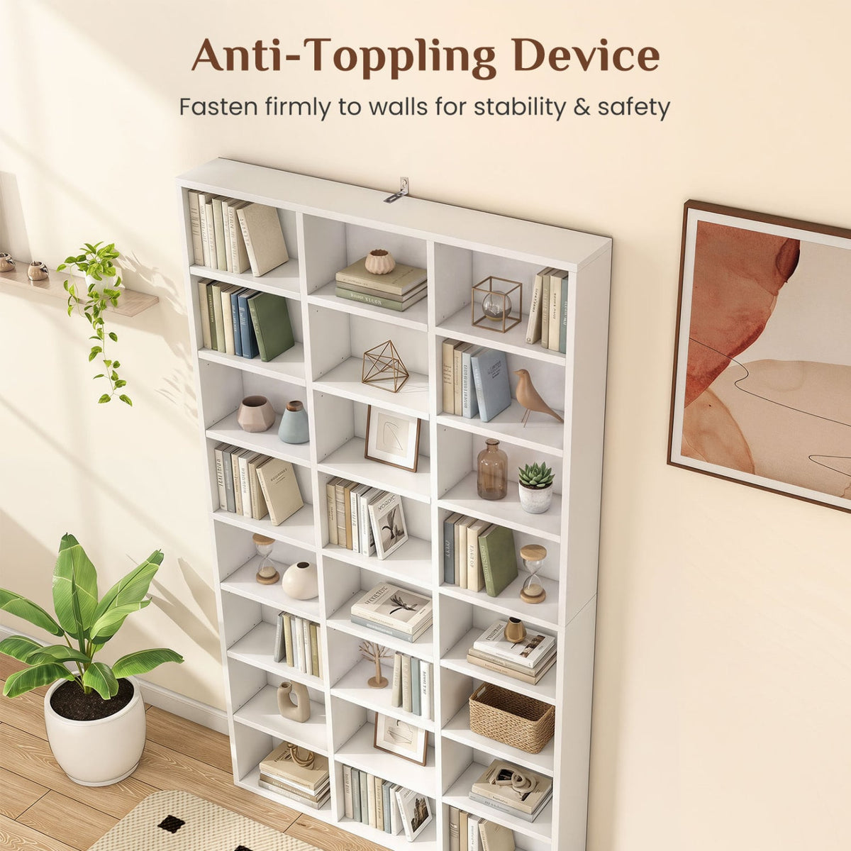 70 Inch Tall Bookshelf 24 Cube Storage Organizer with Adjustable Shelves view 8
