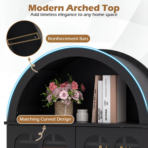 71.5 Inch Arched Cabinet 5-Tier with Tempered Glass Doors and Wine Rack-Black view 7