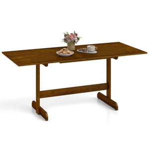 71 Inch Farmhouse Dining Table Wooden Kitchen Table for 6-8 with Rubber Wood Legs-Walnut view 4