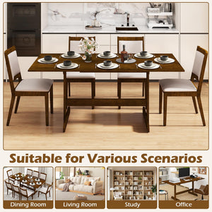 71 Inch Farmhouse Dining Table Wooden Kitchen Table for 6-8 with Rubber Wood Legs-Walnut view 7