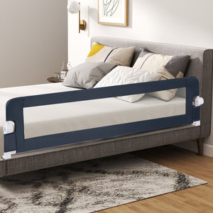 71-Inch Foldable Bed Rail Swing Down Baby Bed Guard Rail with Adjustable Safety Strap-Blue view 3