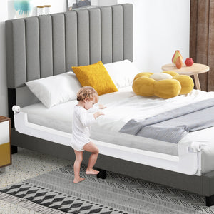 71-Inch Foldable Bed Rail Swing Down Baby Bed Guard Rail with Adjustable Safety Strap-White view 2