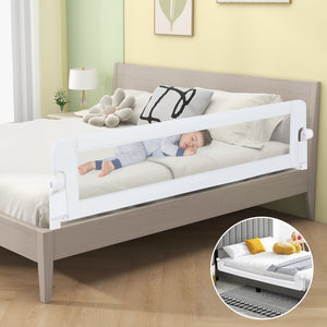 71-Inch Foldable Bed Rail Swing Down Baby Bed Guard Rail with Adjustable Safety Strap-White view 5