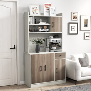 71 Inch Kitchen Pantry Storage Cabinet Buffet Sideboard with Built-in Charge Station-White view 3