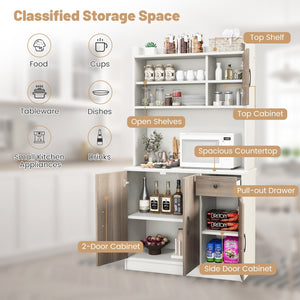 71 Inch Kitchen Pantry Storage Cabinet Buffet Sideboard with Built-in Charge Station-White view 6