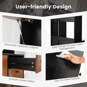 71 Inch Kitchen Pantry with 3 Storage Cabinet and 3 Deep Drawers-Black view 7