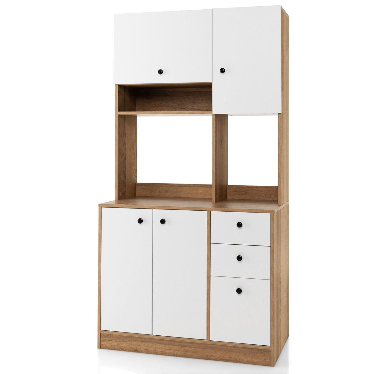 71 Inch Kitchen Pantry with 3 Storage Cabinet and 3 Deep Drawers-White view 4