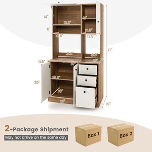 71 Inch Kitchen Pantry with 3 Storage Cabinet and 3 Deep Drawers-White view 5