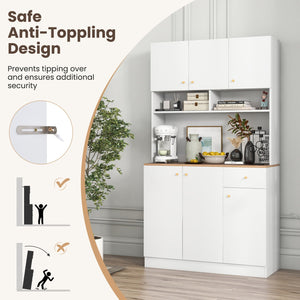71 Inch Tall Pantry Cabinet with Outlets for Dining Room-White view 9