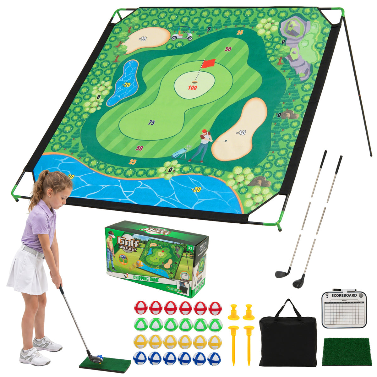 71 x 71 Inches Golf Chipping Game Set for Indoor and Outdoor Practice view 3