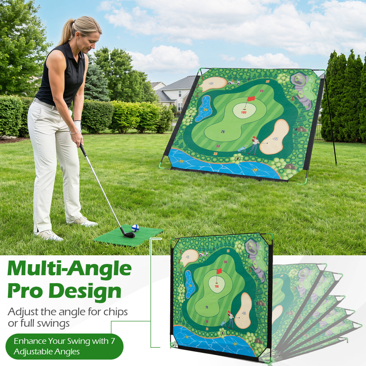 71 x 71 Inches Golf Chipping Game Set for Indoor and Outdoor Practice view 6
