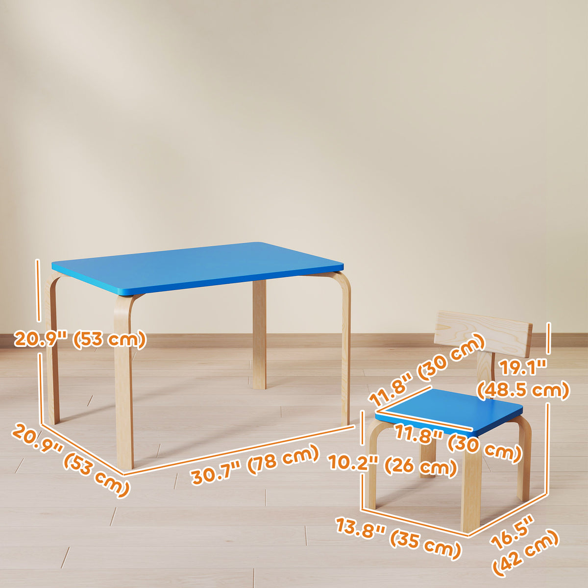 Qaba Kids Table and 2 Chair Set, Children Multi-Activity Furniture Set for Playing, Learning, Eating, Craft