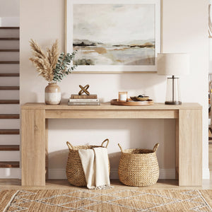 71 Inches Long Console Table with Storage for Hallway-Natural view 3