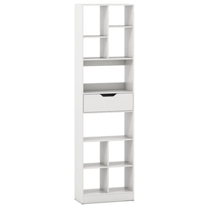71inch Tall Freestanding Bookcase with Drawer 10-Cube Storage Organizer-White view 4