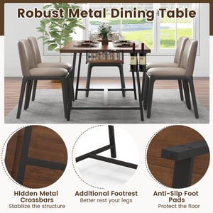 72 Inch Dining Table Rectangular Kitchen Table with 2-Bottle Wine Rack for 5-7-Walnut view 9
