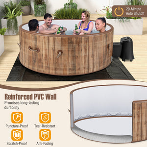 72 Inches Inflatable Hot Tub SPA with 120 Air Jets Electric Heater Pump for 4-6 Person-Coffee view 2