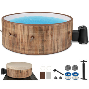 72 Inches Inflatable Hot Tub SPA with 120 Air Jets Electric Heater Pump for 4-6 Person-Coffee view 3
