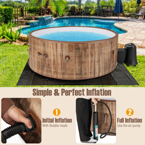72 Inches Inflatable Hot Tub SPA with 120 Air Jets Electric Heater Pump for 4-6 Person-Coffee view 9