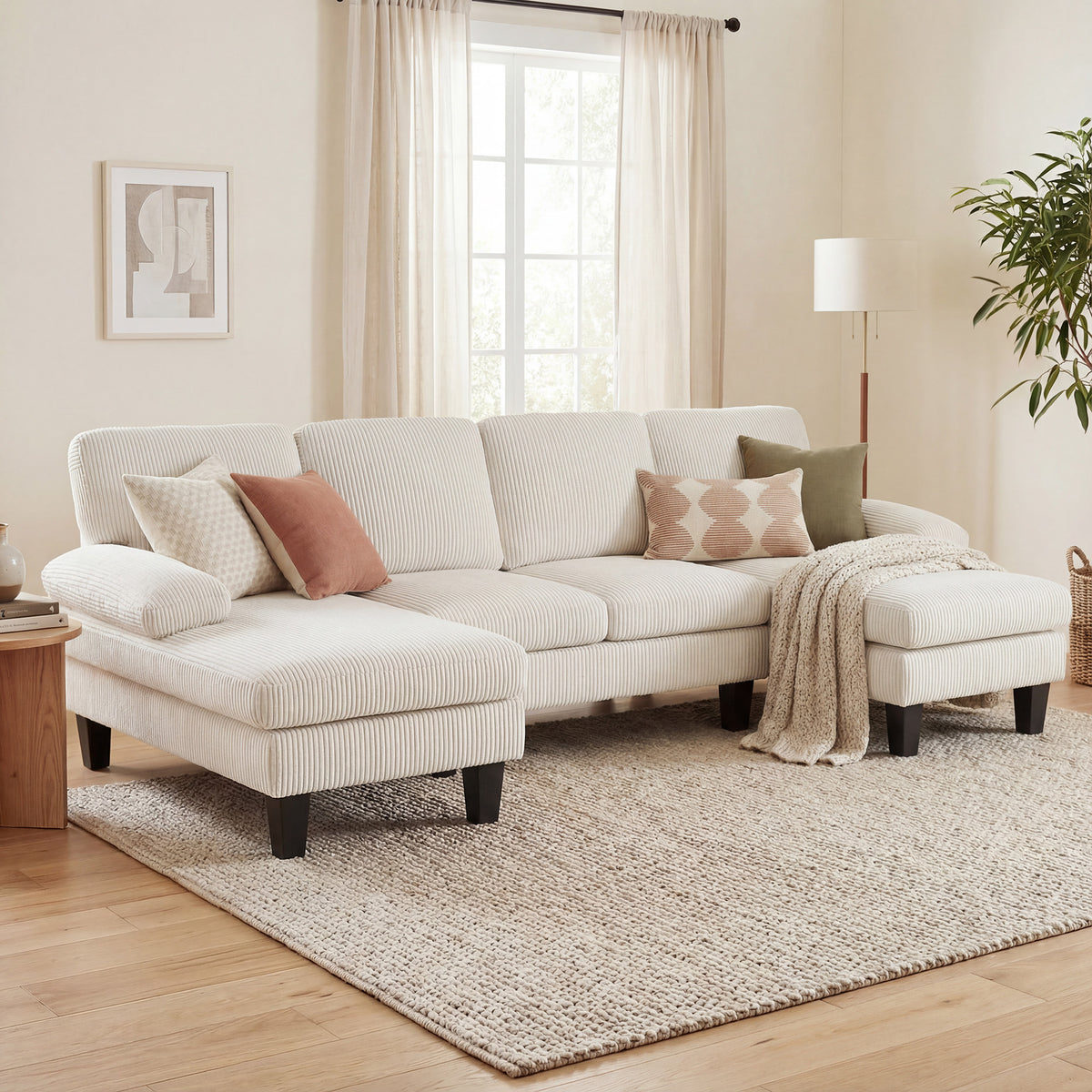 Sectional Sofa, U Shaped Couch with Double Chaise, Pillow-top Armrests and Spring Cushions – view 7