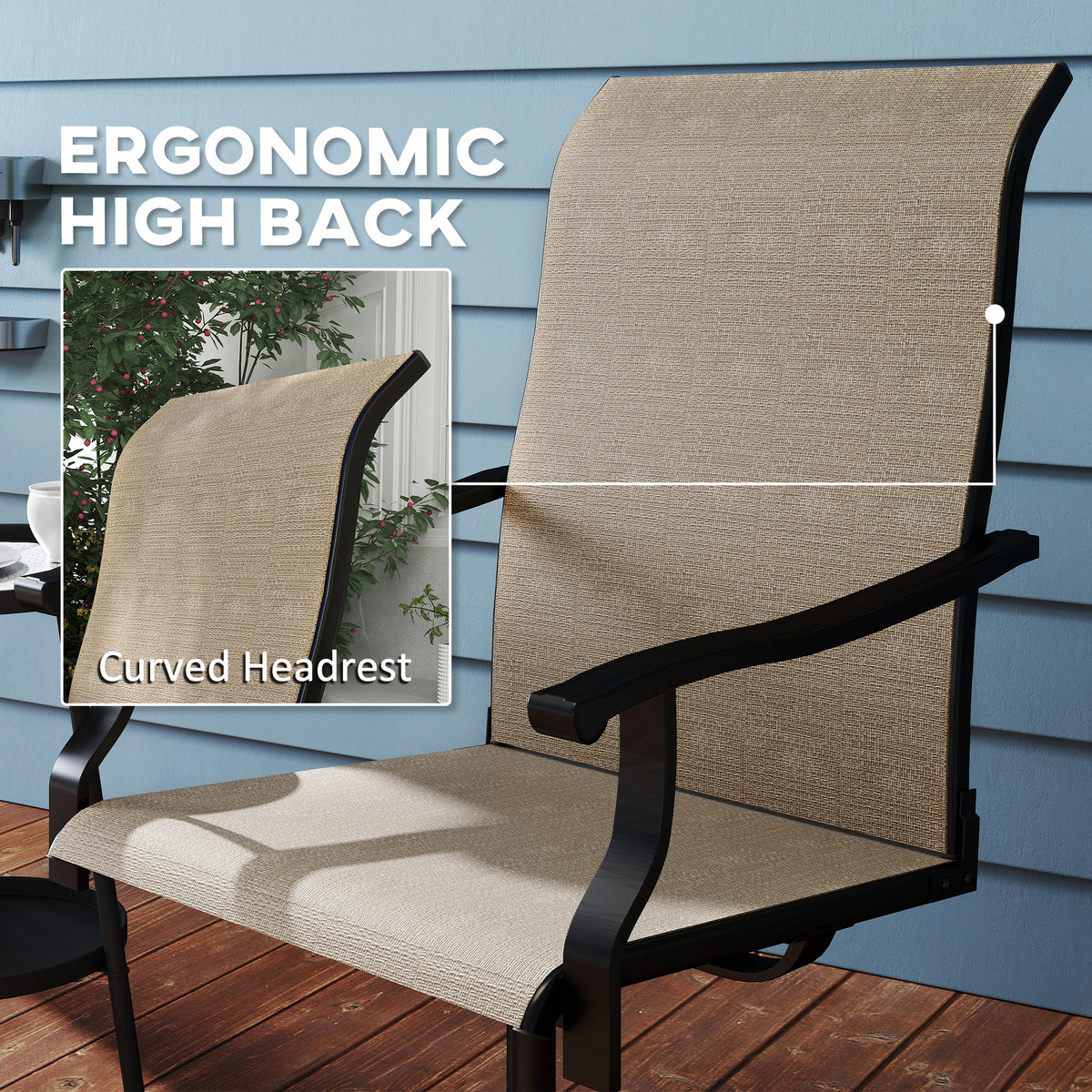 Outdoor Swivel Dining Chairs Set of 2, High Back Swivel Chairs with All Weather Mesh for Deck, Backyard – view 12