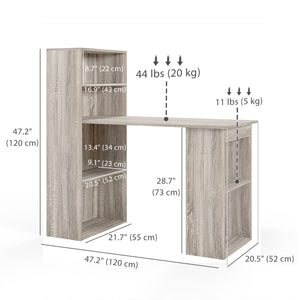 Modern Computer Desk with Storage Shelves, 47" Writing Table Workstation with Bookshelf for Home Office – view 9