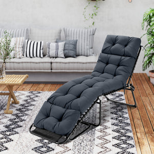 73 inchesx22 inches Outdoor Lounge Chaise Cushion with High Back String Ties Set of 2-Gray view 3