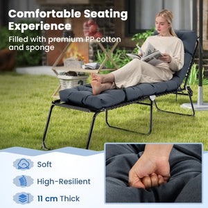 73 inchesx22 inches Outdoor Lounge Chaise Cushion with High Back String Ties Set of 2-Gray view 6