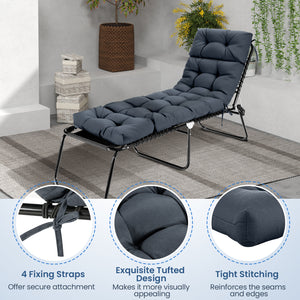 73 inchesx22 inches Outdoor Lounge Chaise Cushion with High Back String Ties Set of 2-Gray view 9