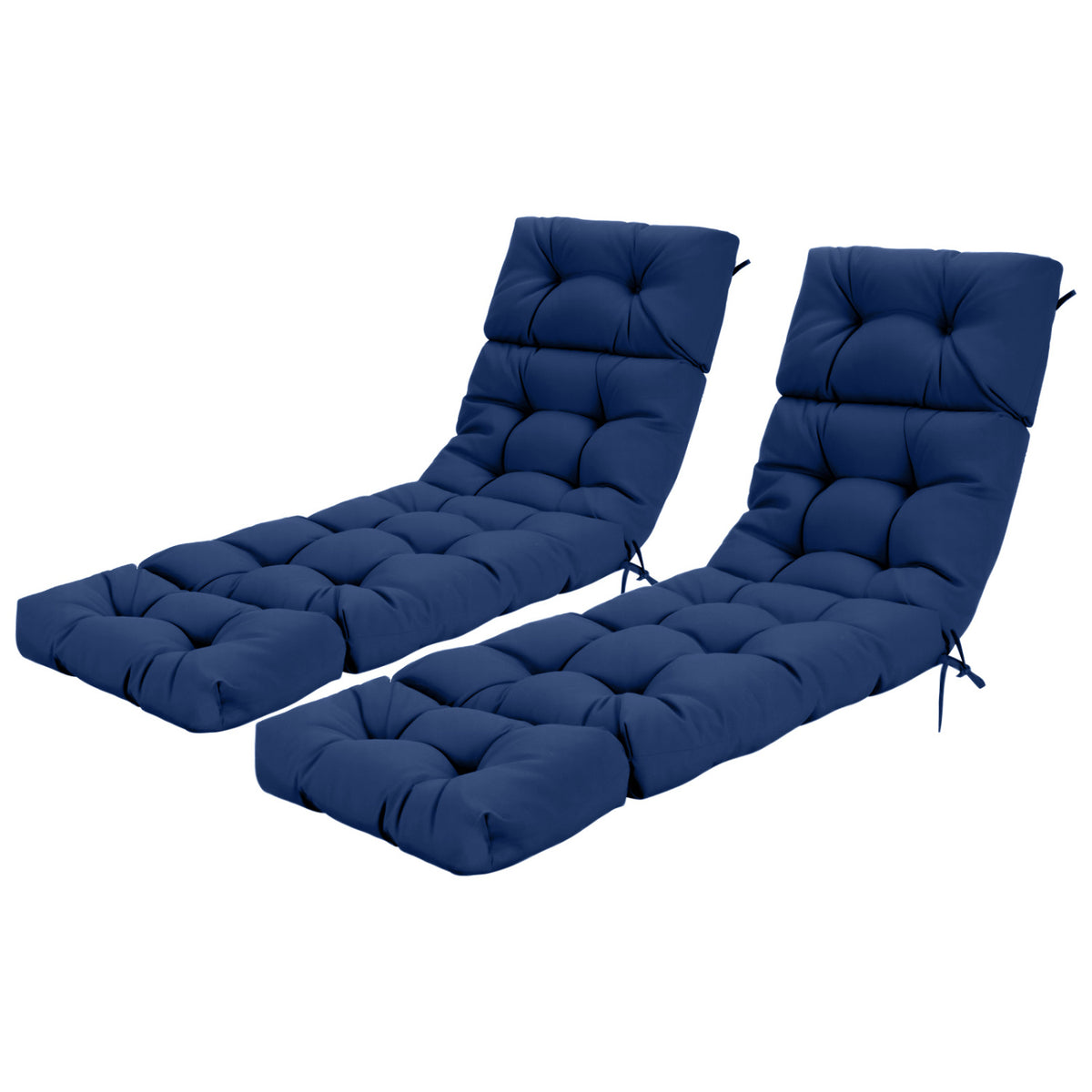 73 inchesx22 inches Outdoor Lounge Chaise Cushion with High Back String Ties Set of 2-Navy