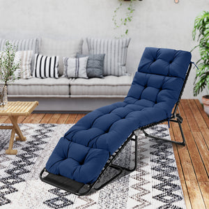 73 inchesx22 inches Outdoor Lounge Chaise Cushion with High Back String Ties Set of 2-Navy view 3