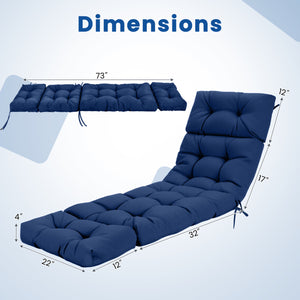 73 inchesx22 inches Outdoor Lounge Chaise Cushion with High Back String Ties Set of 2-Navy view 4