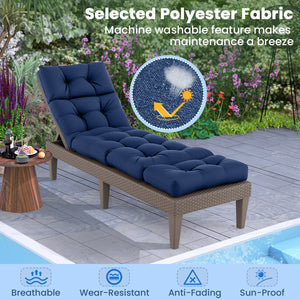 73 inchesx22 inches Outdoor Lounge Chaise Cushion with High Back String Ties Set of 2-Navy view 7