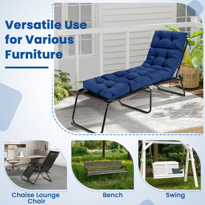 73 inchesx22 inches Outdoor Lounge Chaise Cushion with High Back String Ties Set of 2-Navy view 8