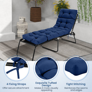 73 inchesx22 inches Outdoor Lounge Chaise Cushion with High Back String Ties Set of 2-Navy view 9