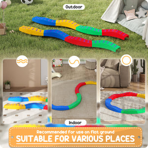 Qaba 8PCs Kids Balance Beam Stepping Stones w/ Non-slip Foot Pads