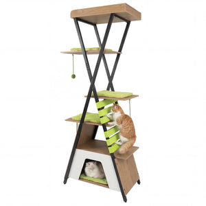 73 Inch Multi-level Cat Tree for Indoor Cats with Elevated Perch and Large Condo-Green