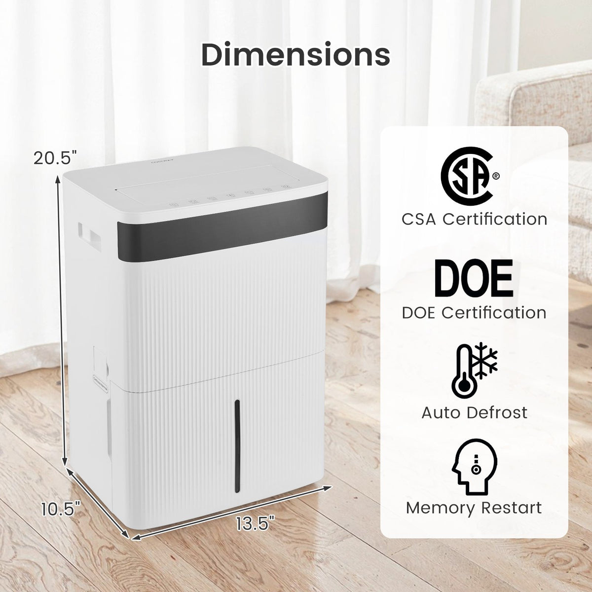 74 Pints Dehumidifier for Home 4500 Sq.Ft Dehumidifier-White view 4